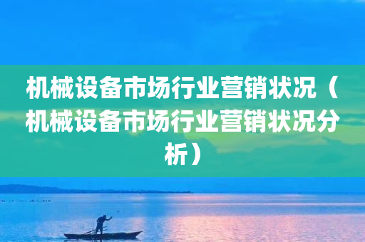 机械设备市场行业营销状况（机械设备市场行业营销状况分析）