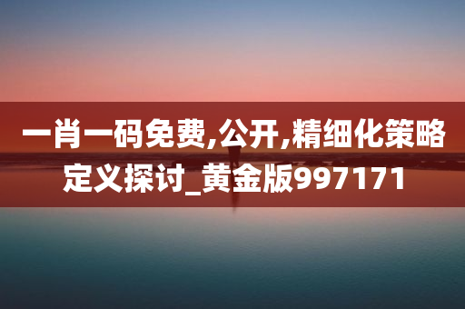 一肖一码免费,公开,精细化策略定义探讨_黄金版997171