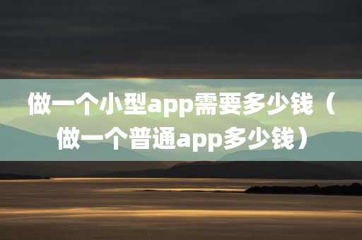 做一个小型app需要多少钱（做一个普通app多少钱）