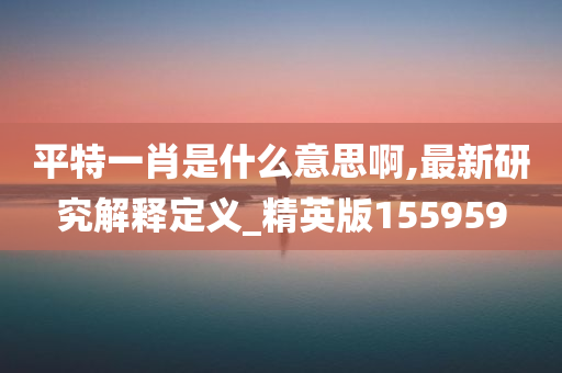 平特一肖是什么意思啊,最新研究解释定义_精英版155959