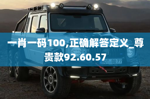 一肖一码100,正确解答定义_尊贵款92.60.57