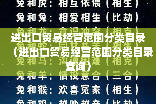 进出口贸易经营范围分类目录（进出口贸易经营范围分类目录查询）