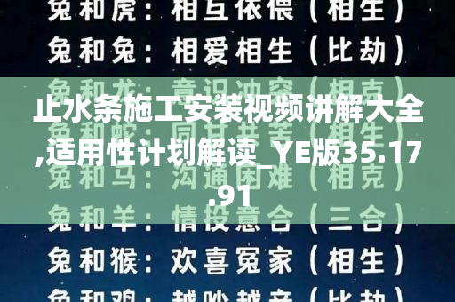 止水条施工安装视频讲解大全,适用性计划解读_YE版35.17.91