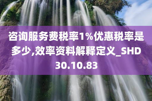 咨询服务费税率1%优惠税率是多少,效率资料解释定义_SHD30.10.83