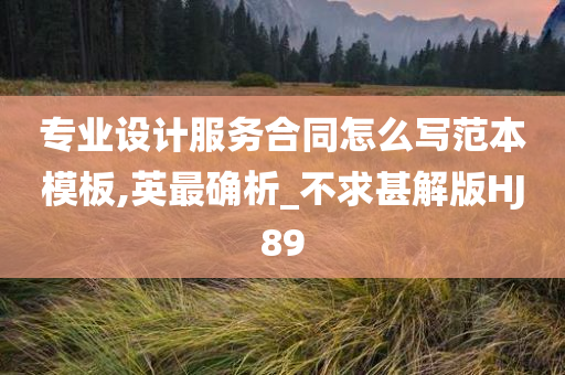 专业设计服务合同怎么写范本模板,英最确析_不求甚解版HJ89