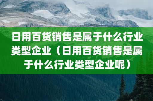 日用百货销售是属于什么行业类型企业（日用百货销售是属于什么行业类型企业呢）