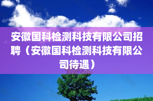 安徽国科检测科技有限公司招聘（安徽国科检测科技有限公司待遇）