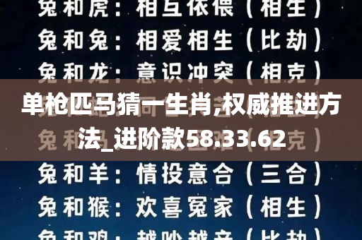 单枪匹马猜一生肖,权威推进方法_进阶款58.33.62