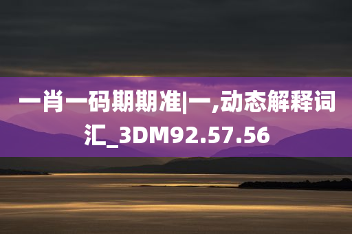 一肖一码期期准|一,动态解释词汇_3DM92.57.56