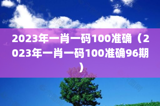 2023年一肖一码100准确（2023年一肖一码100准确96期）