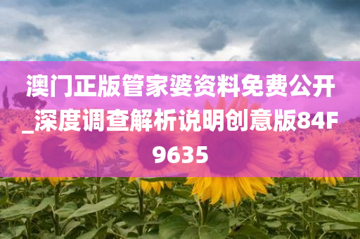 澳门正版管家婆资料免费公开_深度调查解析说明创意版84F9635