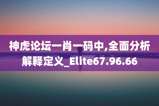 神虎论坛一肖一码中,全面分析解释定义_Elite67.96.66