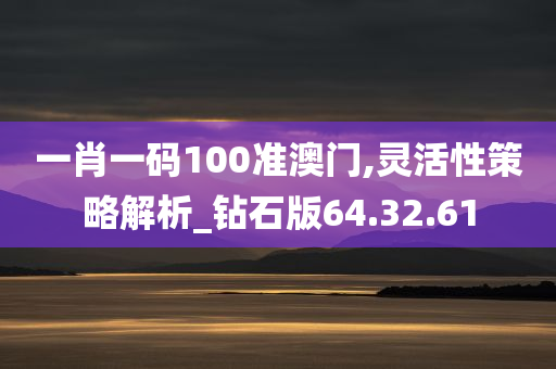 一肖一码100准澳门,灵活性策略解析_钻石版64.32.61