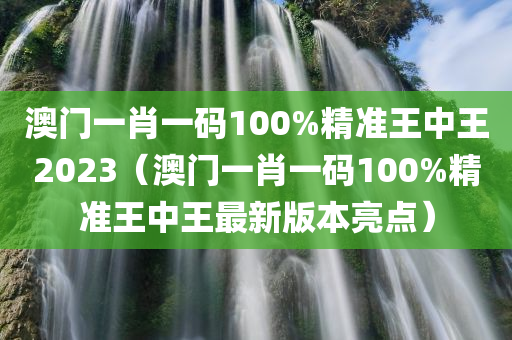 澳门一肖一码100%精准王中王2023（澳门一肖一码100%精准王中王最新版本亮点）