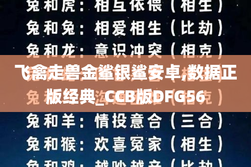 飞禽走兽金鲨银鲨安卓,数据正版经典_CCB版DFG56