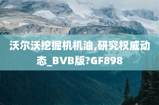 沃尔沃挖掘机机油,研究权威动态_BVB版?GF898