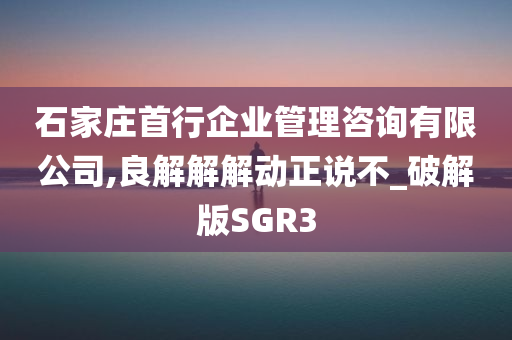 石家庄首行企业管理咨询有限公司,良解解解动正说不_破解版SGR3