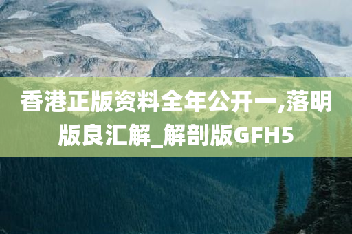 香港正版资料全年公开一,落明版良汇解_解剖版GFH5