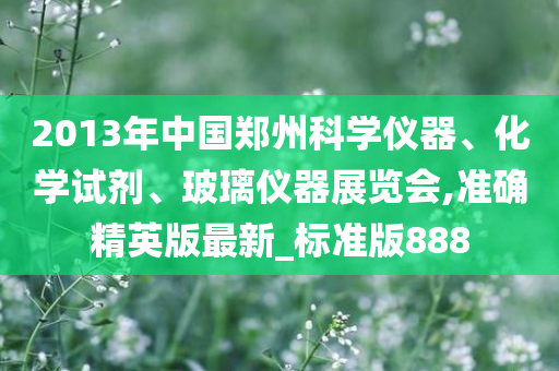 2013年中国郑州科学仪器、化学试剂、玻璃仪器展览会,准确精英版最新_标准版888