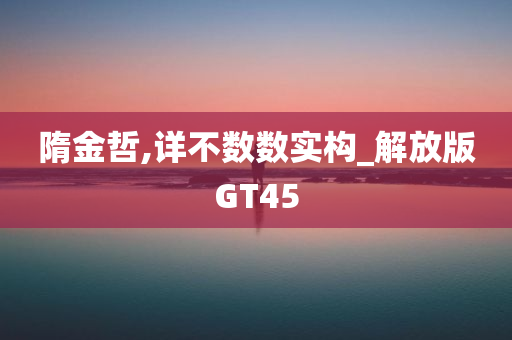 隋金哲,详不数数实构_解放版GT45