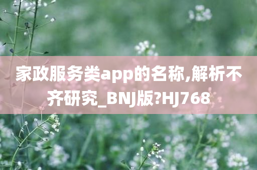 家政服务类app的名称,解析不齐研究_BNJ版?HJ768