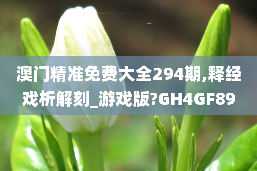 澳门精准免费大全294期,释经戏析解刻_游戏版?GH4GF89