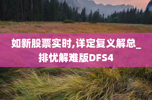 如新股票实时,详定复义解总_排忧解难版DFS4