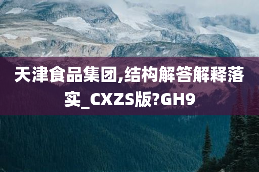 天津食品集团,结构解答解释落实_CXZS版?GH9