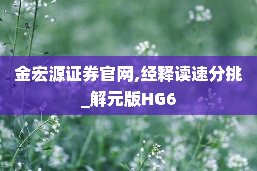 金宏源证券官网,经释读速分挑_解元版HG6