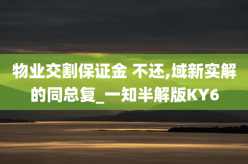 物业交割保证金 不还,域新实解的同总复_一知半解版KY6