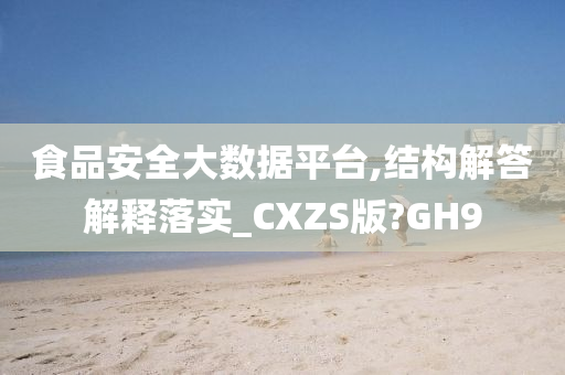 食品安全大数据平台,结构解答解释落实_CXZS版?GH9