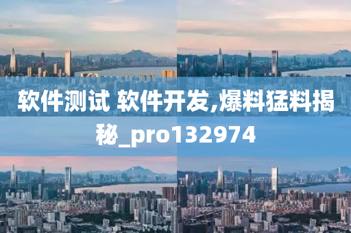 软件测试 软件开发,爆料猛料揭秘_pro132974