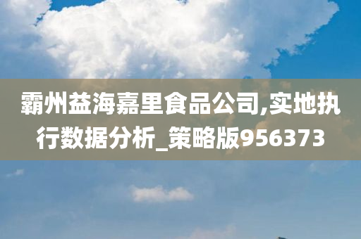 霸州益海嘉里食品公司,实地执行数据分析_策略版956373