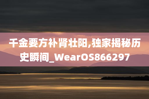 千金要方补肾壮阳,独家揭秘历史瞬间_WearOS866297