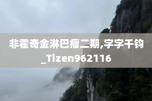 非霍奇金淋巴瘤二期,字字千钧_Tizen962116