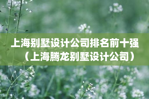 上海别墅设计公司排名前十强（上海腾龙别墅设计公司）