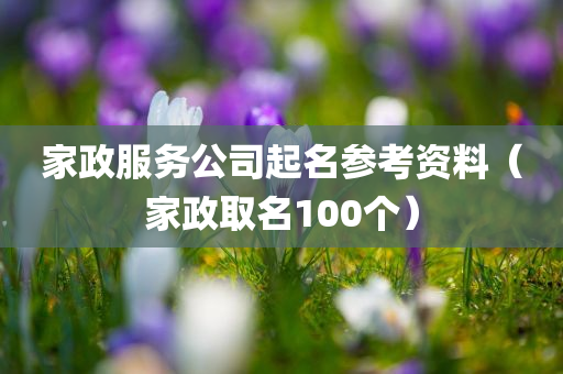 家政服务公司起名参考资料（家政取名100个）