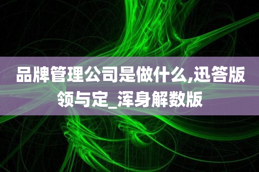 品牌管理公司是做什么,迅答版领与定_浑身解数版