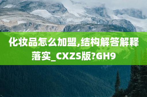 化妆品怎么加盟,结构解答解释落实_CXZS版?GH9